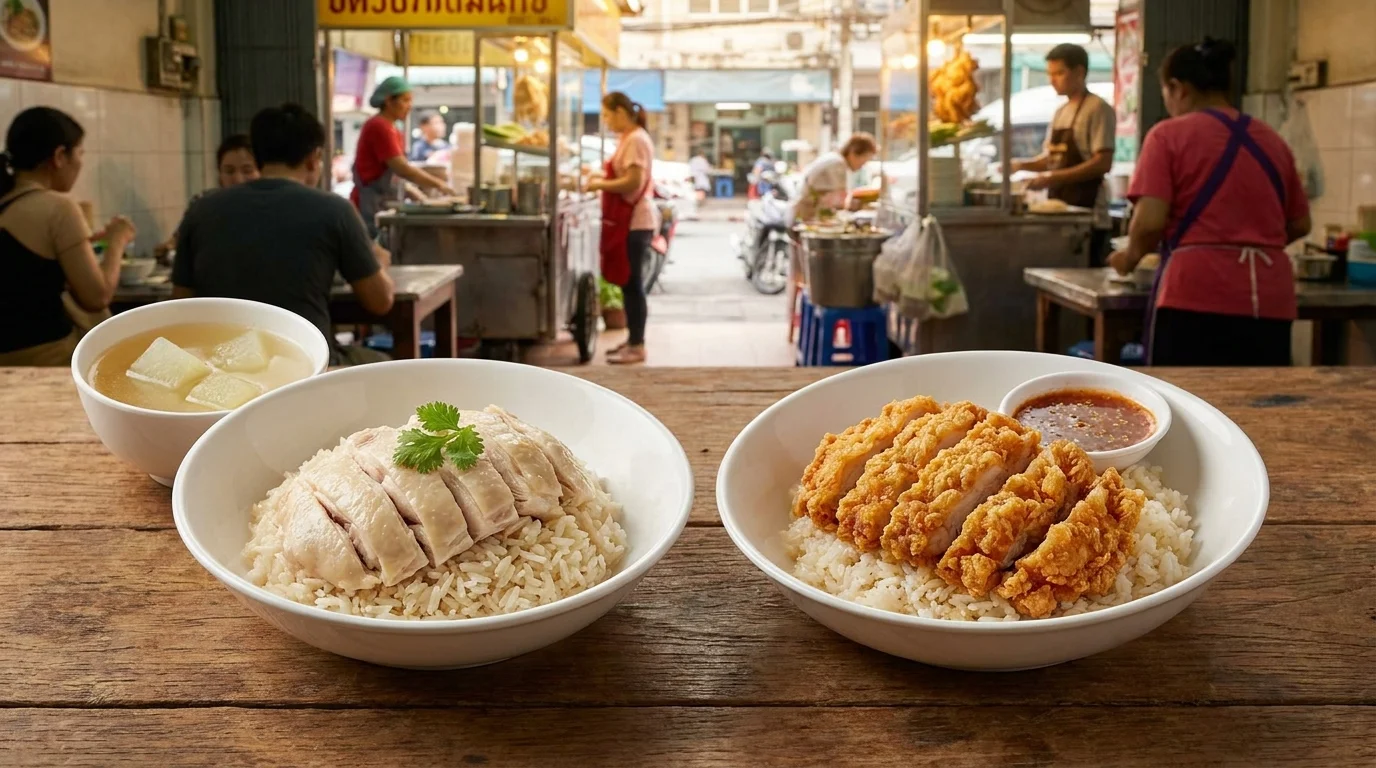 ข้าวมันไก่ต้ม vs ข้าวมันไก่ทอด เปรียบเทียบสองเมนูยอดนิยม